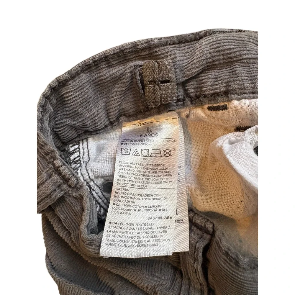 Old Navy Kids Gray Skinny Corduroy Pants Size 5T Adjustable Waist Rockstar‎